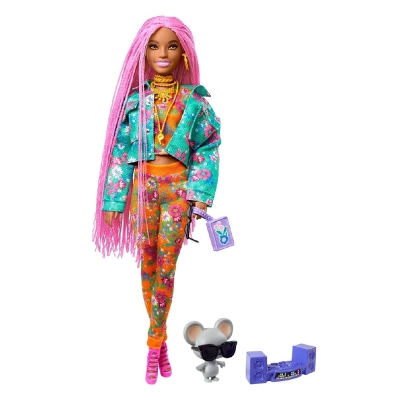 Barbie Muñeca Extra Trenzas Rosa