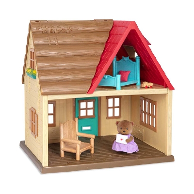 Maison De Poupées Li'l Woodzeez Countryside Cottage Avec Arbre Et 6 Enfants + 1 Animal - Rose