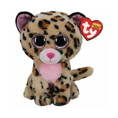 Peluche Beanie Leopardo Cafe/Rosa 6"