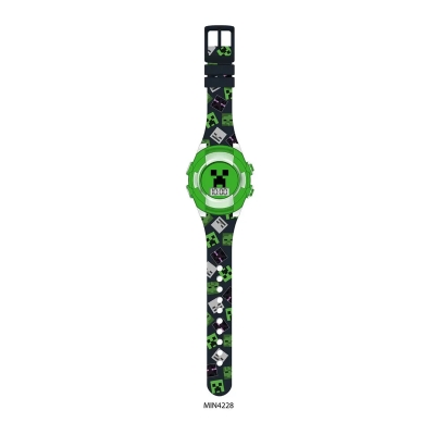 Reloj Digital Minecraft Verde y Negro