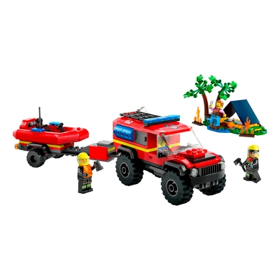 Lego City Fire Engine W/ Rescue Boat 4x4