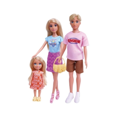 Muñecas Set Familia con Bebe en Coche