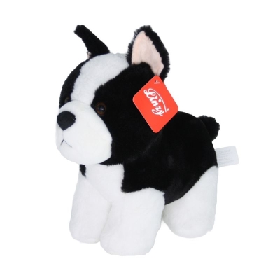 Peluche Perro Linzy Blanco y Negro 7 Pulgadas