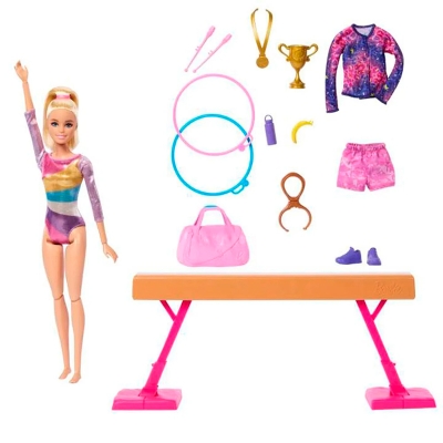 Barbie Playset Muñeca Gimnasta Rubia