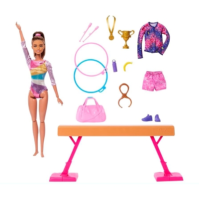 Barbie Playset Muñeca Gimnasta Pelo Castaño