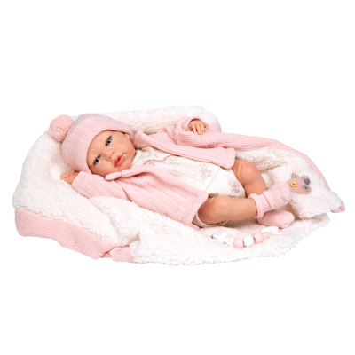 Reborn Bebe Marta Rosa 40 Cm Con Manta