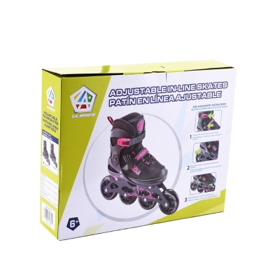 Patines En Linea Ajustable Negro/ Rosado L.A. Size 37-41