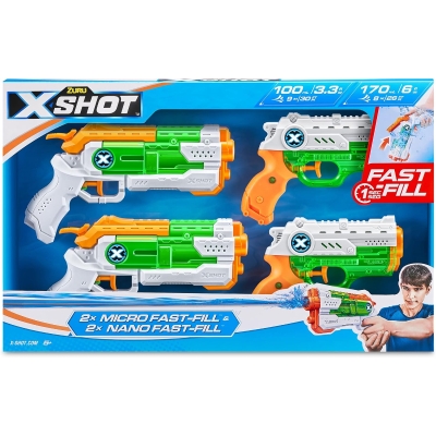 4 Lanzadores Micro/Nano de Recarga Rapida X-Shot