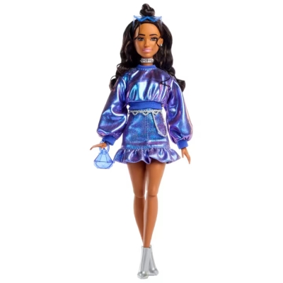 Barbie Deluxe Style Muñeca Vestido Azul Metalico