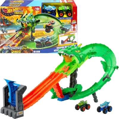 Hot Wheels Pista Camiones Monstruo Demolici&oacute;n del Drag&oacute;n