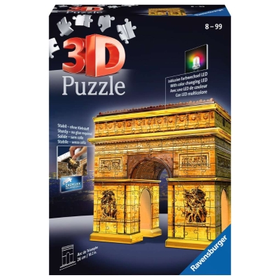 Rompecabezas 3D Arco del Triunfo de Noche 216 Piezas