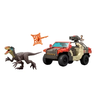 Jurassic World Rebirth Carro con Figura y Dinosaurio
