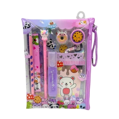 Estuche Kawaii con Utiles Escolares