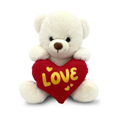 Peluche Oso con Corazón Phi Phi Blanco 12 Pulgadas