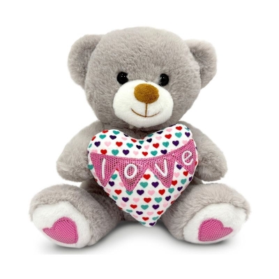 Peluche Oso con Corazón Phi Phi Gris 9.50 Pulgadas