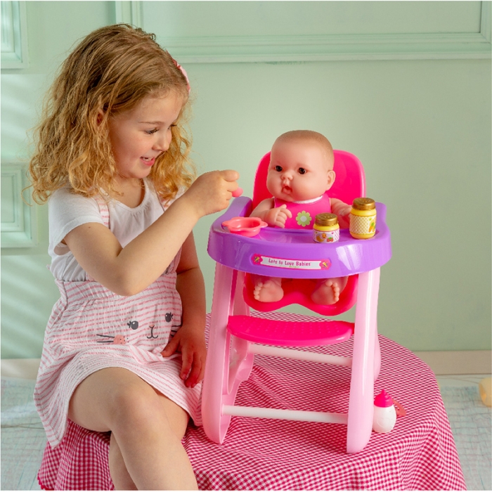 Baby Doll Sillita De Bebe Juguete JC Toys Bebé Con Silla De Alimentar