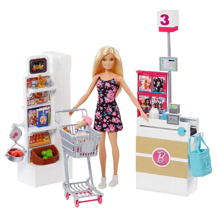 Barbie Supermercado Con Muñeca Rubia 3+