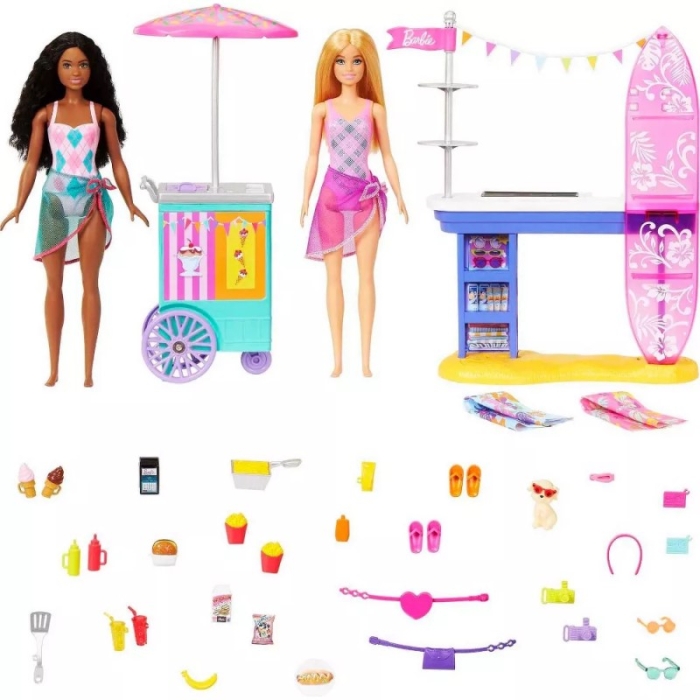 Barbie Paseo En Playa Con 2 Munecas Playset 3